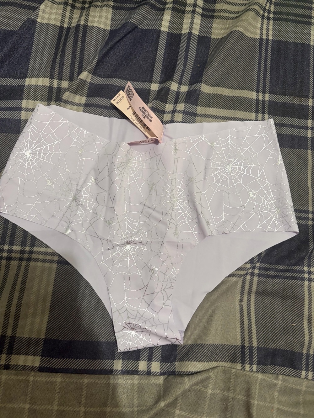 Victoria's Secret Light Hipster Briefs with Shimmer Spiderweb Print